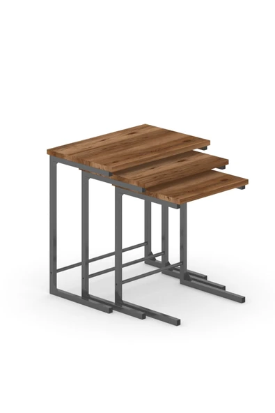 TOLIAHOME 3’lü Zigon Sehpa Metal Zigon Sehpa C Sehpa - 3