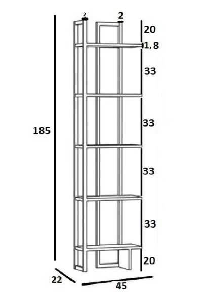 Plus aksesuar Kitaplık Raf Köşe Kitaplık Metal Kitaplık 5 Katlı Raf Kitaplık 185x45x20 - 7