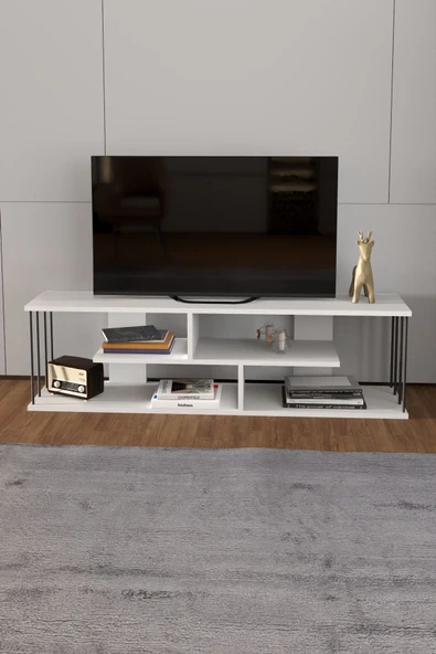 Devin Dekor Mobilya TV SEHPASI TV ÜNİTESİ RAFLI 140 CM GZD PLUS BEYAZ