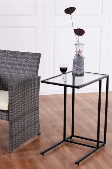 TOLIAHOME Şeffaf Temperli  Cam C Sehpa Koltuk Sehpası - 3