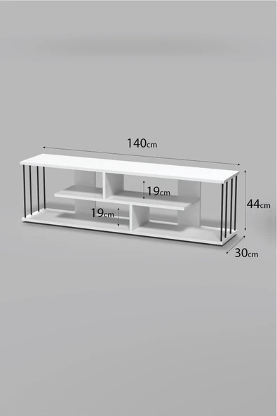 Devin Dekor Mobilya TV SEHPASI TV ÜNİTESİ RAFLI 140 CM GZD PLUS BEYAZ - 5