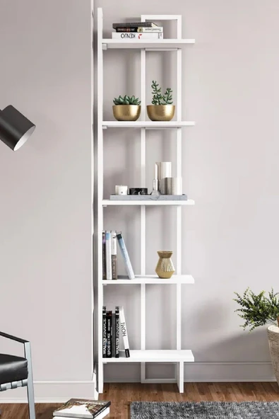 Plus aksesuar Dekoratif Tasarım Köşe Kitaplık Aksesuar Rafı 5 Katlı Raf Kitaplık - 2