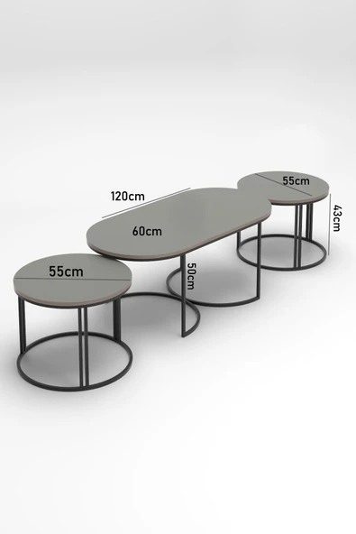 Devin Dekor Mobilya ORTA SEHPA ZİGON SEHPA YAN SEHPA 3 LÜ SET DOLUNAY BENDİR - 5