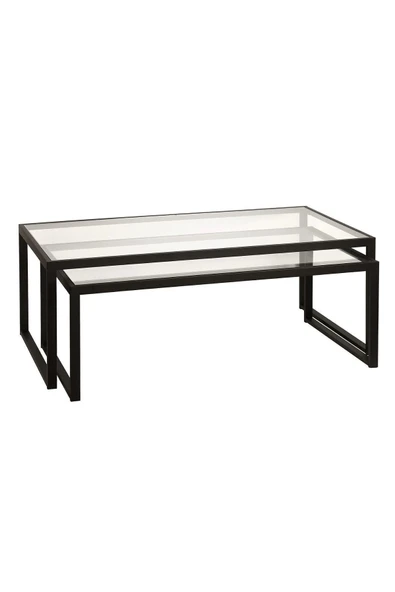 TOLIAHOME Modern Siyah Renk 2’li Metal İskeletli Temper Camlı Zigon Orta Sehpa - 5