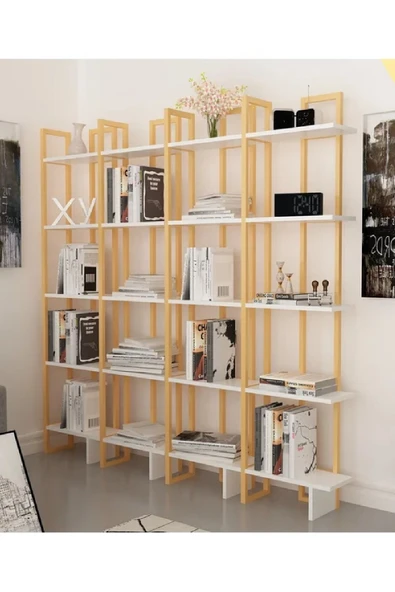 Plus aksesuar Dekoratif Tasarım Köşe Kitaplık Aksesuar Rafı 5 Katlı Raf Kitaplık - 4