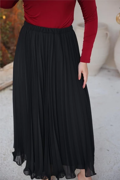 Pliseli Etek - (38-46) - 71262 - Siyah ürün görseli