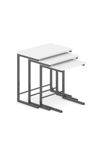 TOLIAHOME 3’lü Zigon Sehpa Metal Zigon Sehpa C Sehpa Servis Sehpası - 3