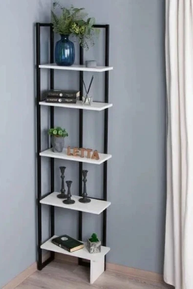 TOLIAHOME Dekoratif Tasarım Köşe Kitaplık Aksesuar Rafı 5 Katlı Raf Kitaplık - 2