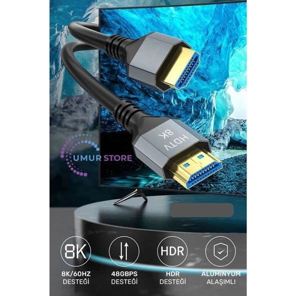 Ultra Yüksek Hızlı 8k HDMI 2.1 Kablo 2 Metre - Resim 3