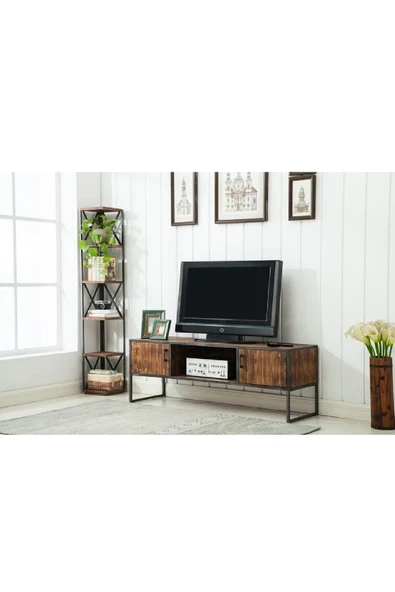 Plus aksesuar Dekoratif Köşe Çapraz Detay Kitaplık- Aksesuar Rafı- Çok Amaçlı Raf - 4