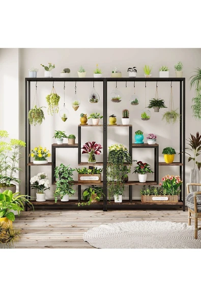 TOLIAHOME 6 Katlı Metal Iskeletli Saksılık Çiçeklik Saksı Standı Saksılık - 3