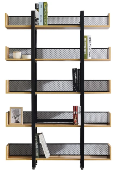 Plus aksesuar Endüstriyel Tasarım 5 Katlı Tel Detaylı Kitaplık-aksesuar Rafı-çiçeklik-çok Amaçlı Raf - 3