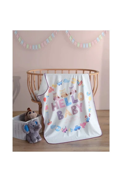 Marilyn Devin Dekor Hello Baby Dijital Baskı Polar Bebek Battaniye 80x110cm - 2