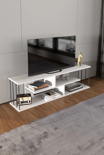 Devin Dekor Mobilya TV SEHPASI TV ÜNİTESİ RAFLI 140 CM GZD PLUS BEYAZ - 2