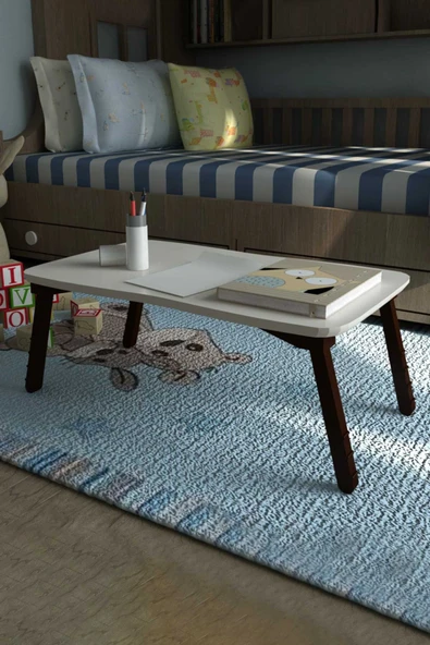 Devin Dekor Mobilya Laptop Sehpa Çalışma Kahvaltı Masası EKRU-KREM