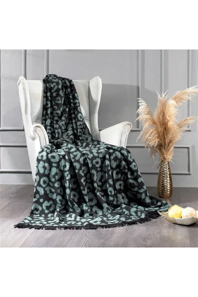 Marilyn Home Devin Dekor Tek Kişilik Pamuklu Stotch Battaniye-Leopar
