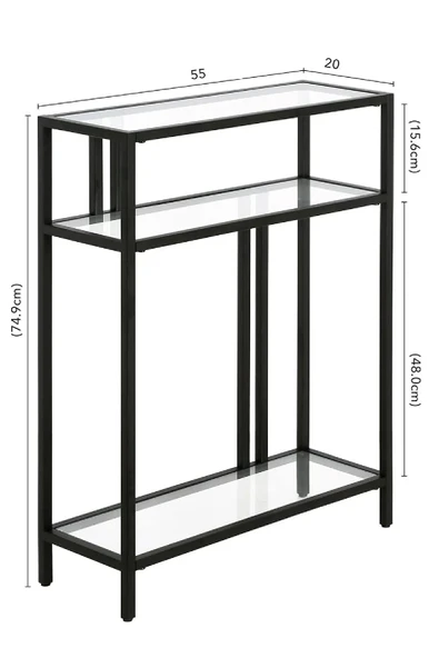 TOLIAHOME Beyaz Renk Füme Temper Camlı Dresuar Konsol Komodin - 3