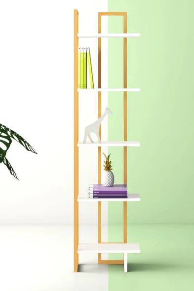 Plus aksesuar Dekoratif Tasarım Köşe Kitaplık Aksesuar Rafı 5 Katlı Raf Kitaplık - 2