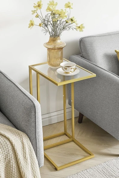 TOLIAHOME Şeffaf Temperli  Cam C Sehpa Koltuk Sehpası - 2