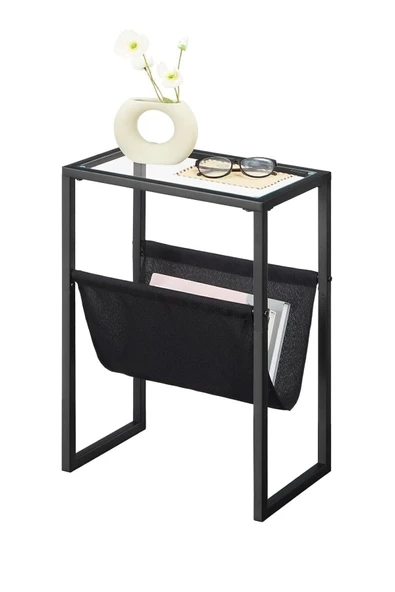 TOLIAHOME Siyah Renk Temperli Cam Gazetelik Dergilik Yan Sehpa Koltuk Sehpası - 4