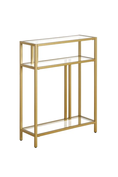 TOLIAHOME Gold Renk Temper Camlı Dresuar Konsol Komodin - 5