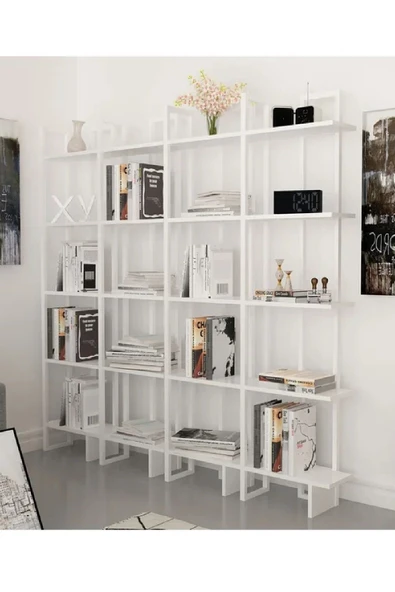 Plus aksesuar Dekoratif Tasarım Köşe Kitaplık Aksesuar Rafı 5 Katlı Raf Kitaplık - 3