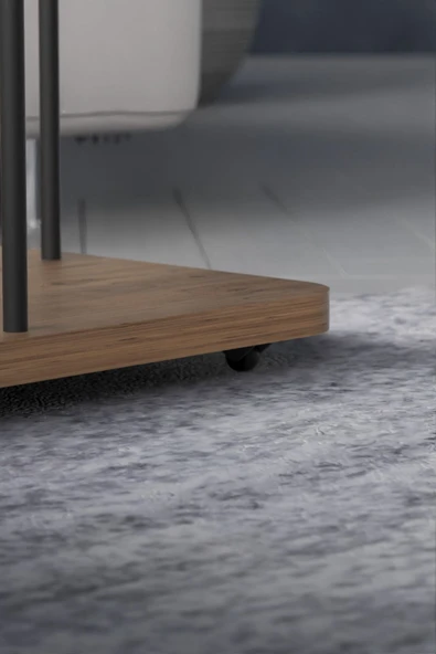 Devin Dekor Mobilya Yan Sehpa Tekerlekli Servis Sehpası HND Oval Beyaz - 2