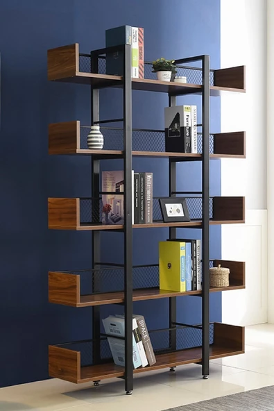 Plus aksesuar Endüstriyel Tasarım 5 Katlı Tel Detaylı Kitaplık-aksesuar Rafı-çiçeklik-çok Amaçlı Raf