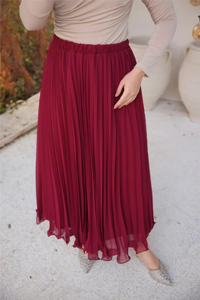 Pliseli Etek - (38-46) - 71262 - Bordo ürün görseli