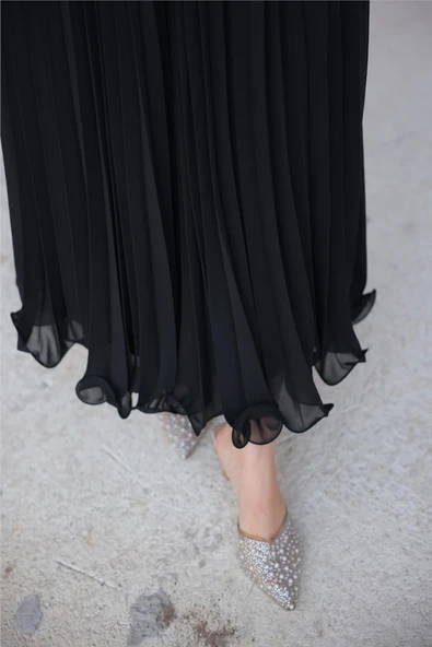 Pliseli Etek - (38-46) - 71262 - Siyah - Resim 11