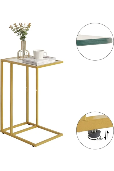 TOLIAHOME Şeffaf Temperli  Cam C Sehpa Koltuk Sehpası - 6