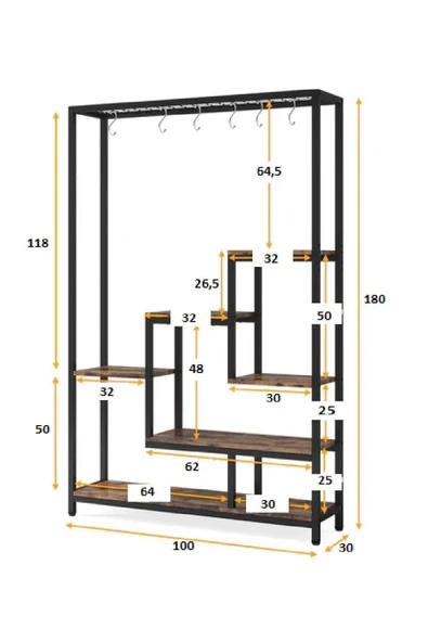 TOLIAHOME 6 Katlı Metal Iskeletli Saksılık Çiçeklik Saksı Standı Saksılık - 6