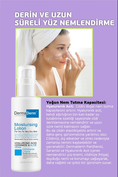 Dermaderm 24 Saat Etkili Ultra Yoğun Nemlendirici Cilt Bakım Kremi 100 ml. - 3