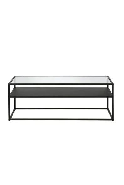 TOLIAHOME Modern Siyah Renk Metal İskeletli Temper Camlı 2 Katlı Dikdörtgen Orta Sehpa - Resim 5