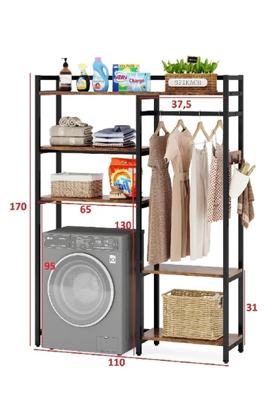 TOLIAHOME Çamaşır Makinesi Dolabı - Klozet Üstü Düzenleyici Raf-mutfak Düzenleyici-kahve Köşesi-çok Amaçlı Raf - 8
