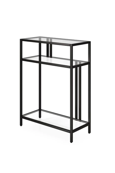 TOLIAHOME Siyah Renk Temper Camlı Dresuar Konsol Komodin - 5