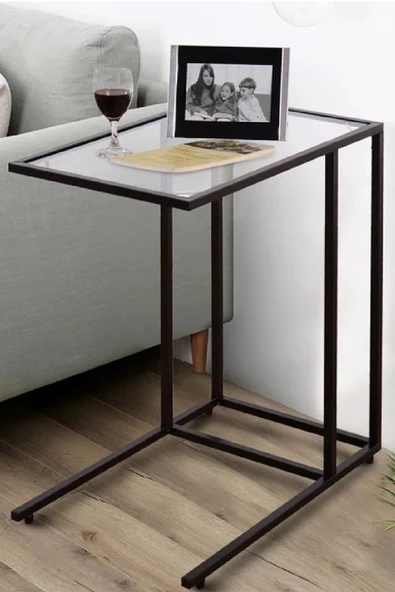 TOLIAHOME Şeffaf Temperli  Cam C Sehpa Koltuk Sehpası - 2