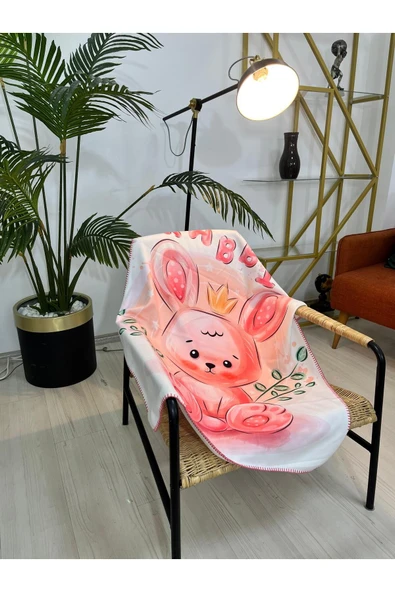 Marilyn Devin Dekor Tavşan (RABBİT) Dijital Baskı Polar Bebek Battaniye 80x110cm