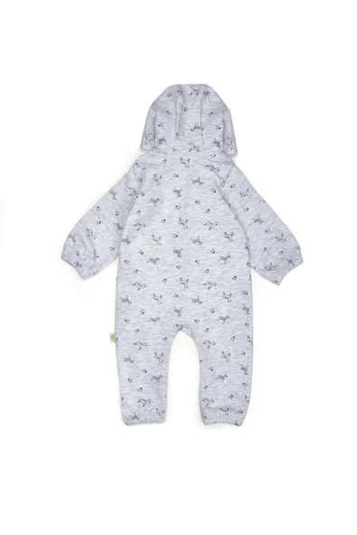 Bebek Uzun Kollu Şapkalı Tulum %100 Organik Pamuk - Yenidoğan - Csy8033 - 3