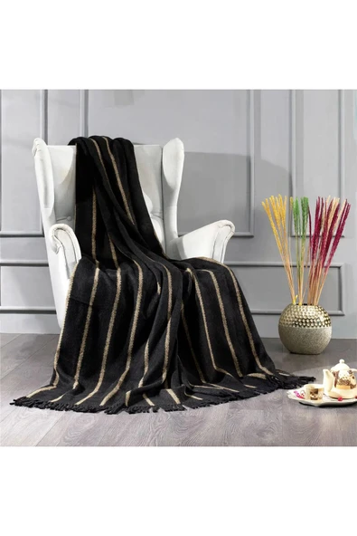 Marilyn Devin Dekor Tek Kişilik Pamuklu Stotch Battaniye-Çizgili