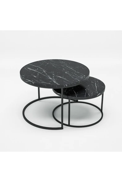 Devin Dekor Mobilya Devin Dekor Orta Sehpa Ikili Lüx Specıal Bendir Siyah - 4