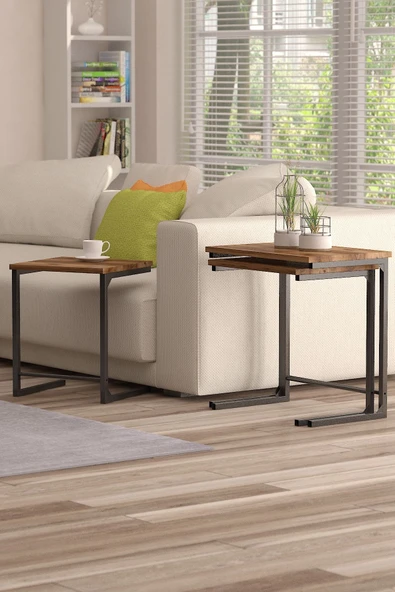 TOLIAHOME 3’lü Zigon Sehpa Metal Zigon Sehpa C Sehpa - 2