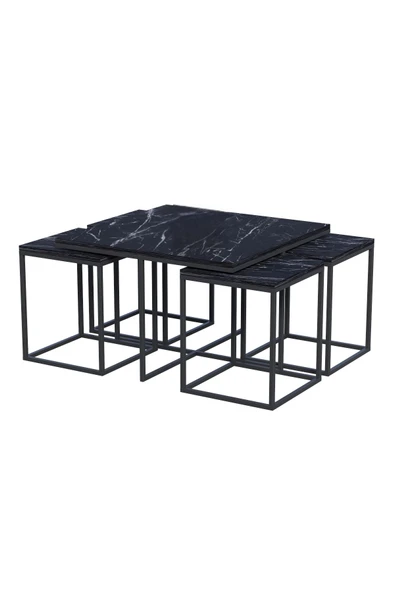 Devin Dekor Mobilya Devin Dekor Orta Sehpa Ve Zigon Sehpa 5'li Lüx Set Bendir-Siyah - 3