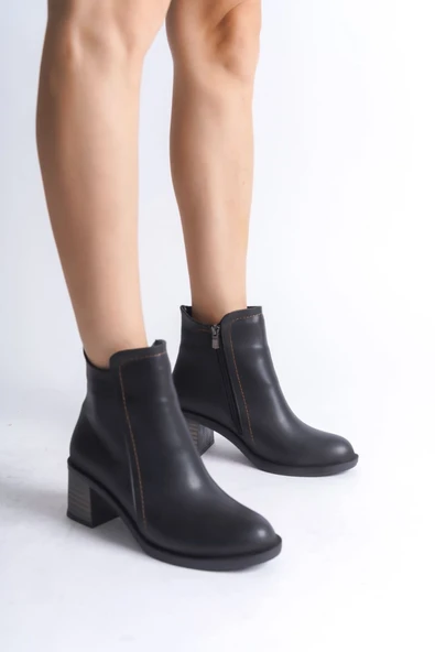 JET-LARISSA Fermuarlı Ortopedik Taban TopukluKadın Bot  CST - Siyah ürün görseli