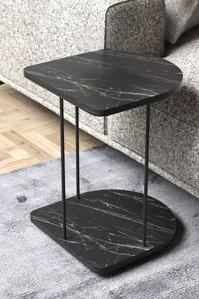 Devin Dekor Mobilya Yan Sehpa Tekerlekli Servis Sehpası HND Oval Beyaz - 3