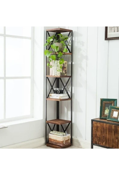 Plus aksesuar Dekoratif Köşe Çapraz Detay Kitaplık- Aksesuar Rafı- Çok Amaçlı Raf - 2