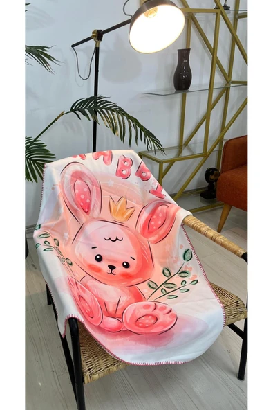 Marilyn Devin Dekor Tavşan (RABBİT) Dijital Baskı Polar Bebek Battaniye 80x110cm - 2