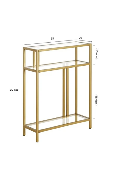 TOLIAHOME Gold Renk Füme Temper Camlı Dresuar Konsol Komodin - 3