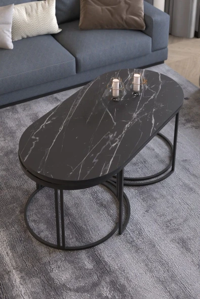 Devin Dekor Mobilya ORTA SEHPA ZİGON SEHPA YAN SEHPA 3 LÜ SET DOLUNAY BENDİR - 4