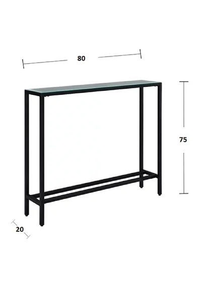TOLIAHOME Modern Siyah Renk Metal İskeletli Temper Camlı Raflı Dresuar Konsol - 5